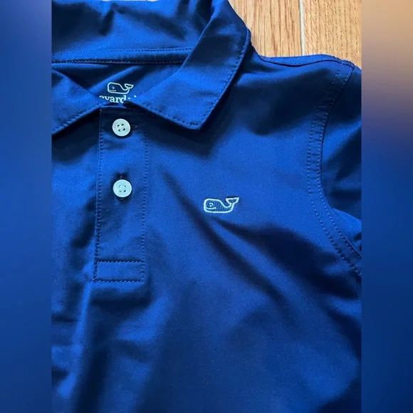 Vineyard Vines Navy Performance Polo with Whale Logo - Picture 2 of 4